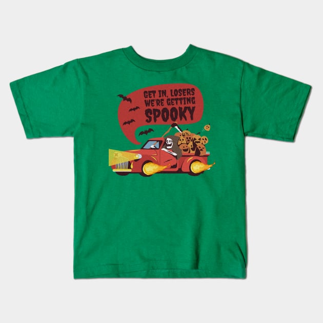 Funny Halloween Get In Loser We're Getting Spooky Kids T-Shirt by FFAFFF